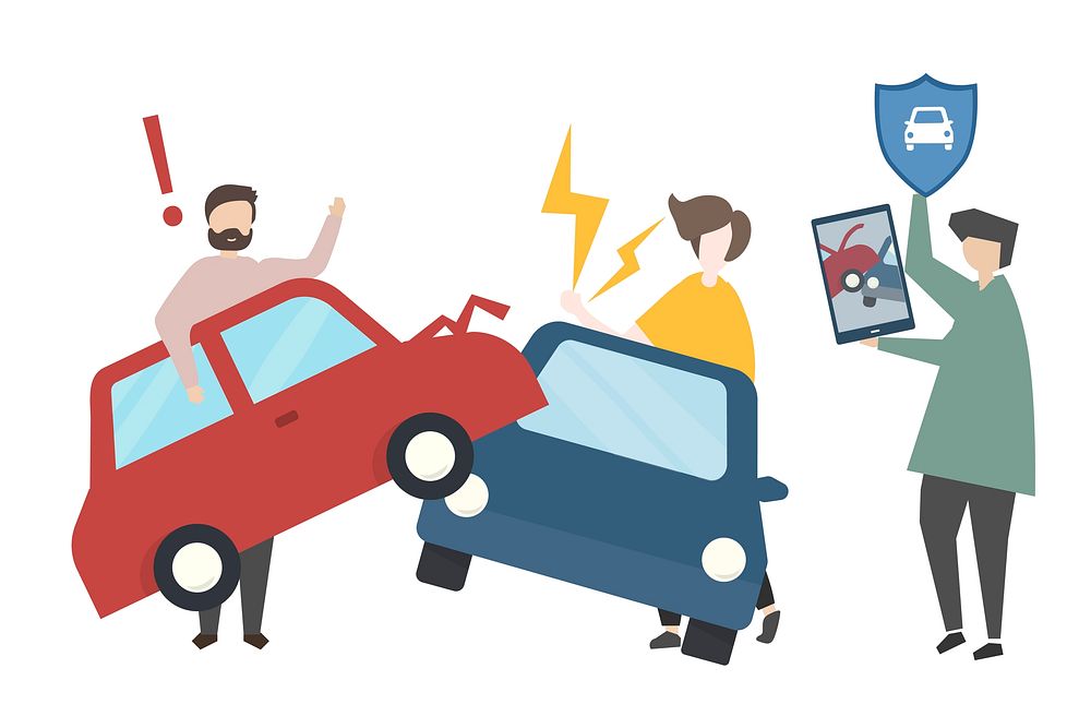 Car accident and insurance concept illustration