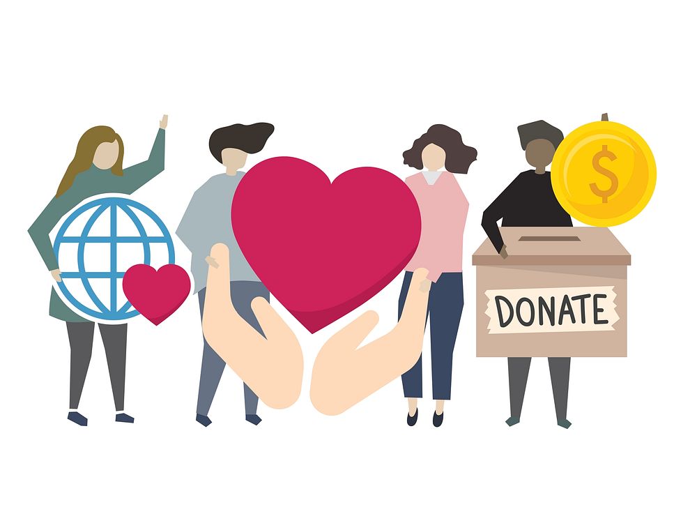 Donation and volunteering community service illustration
