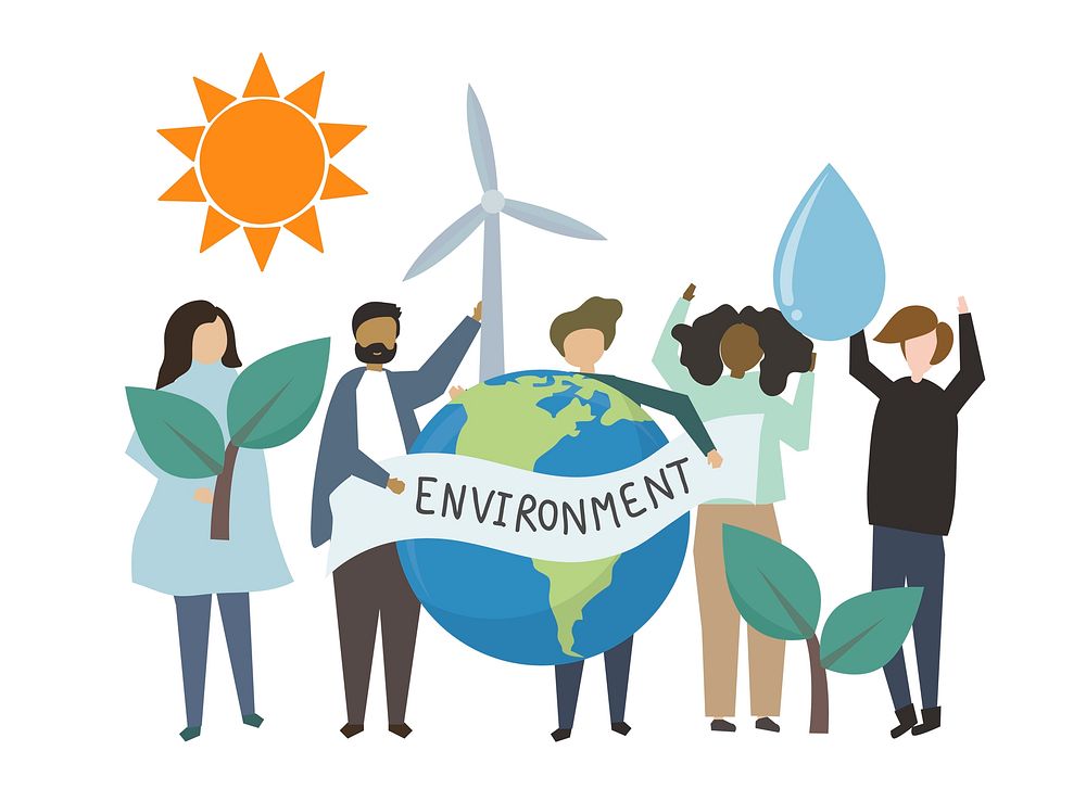 People holding environmental friendly concept illustration