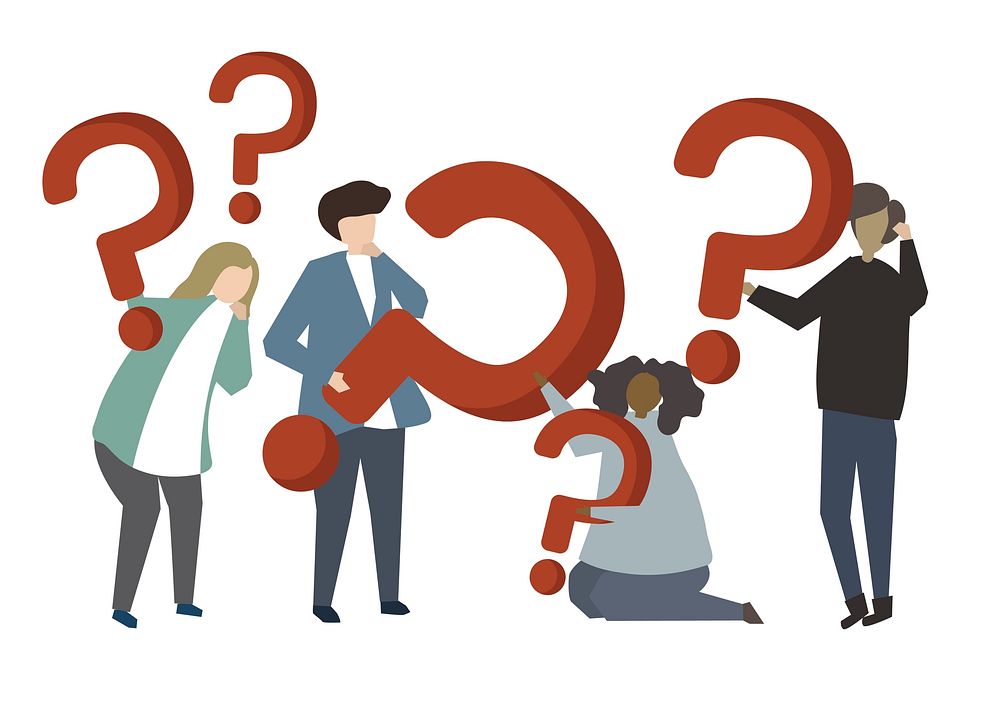 People holding question mark icons illustration