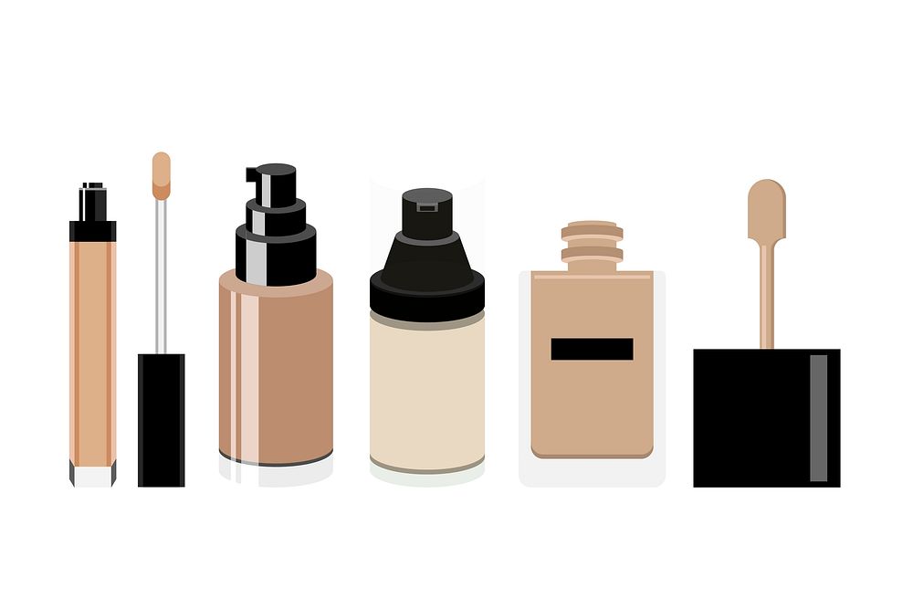 Collection of women cosmetic foundations icons
