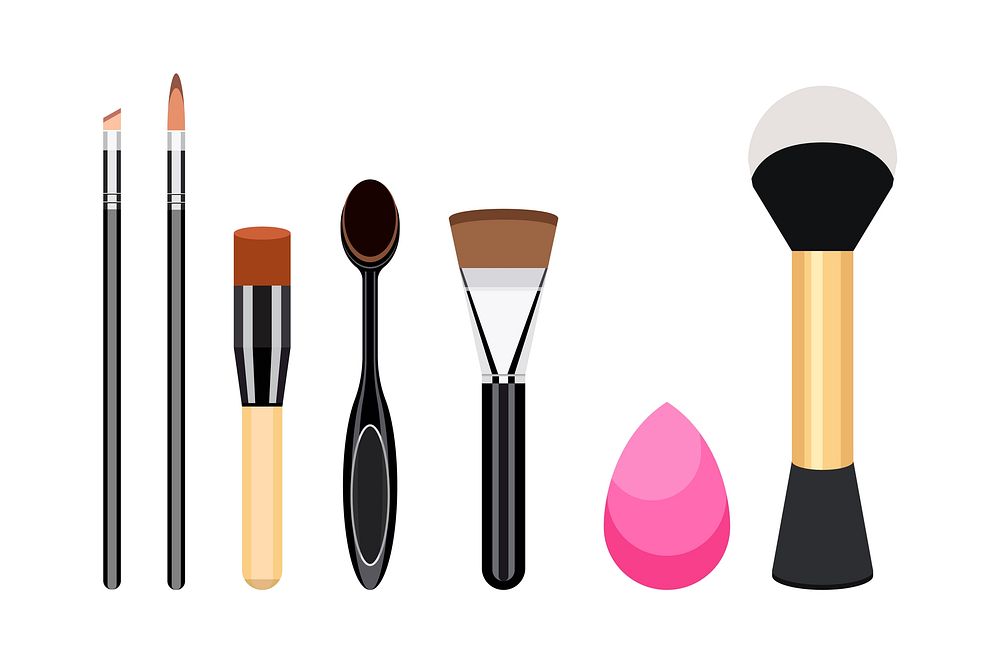 Collection of women cosmetic brush icons