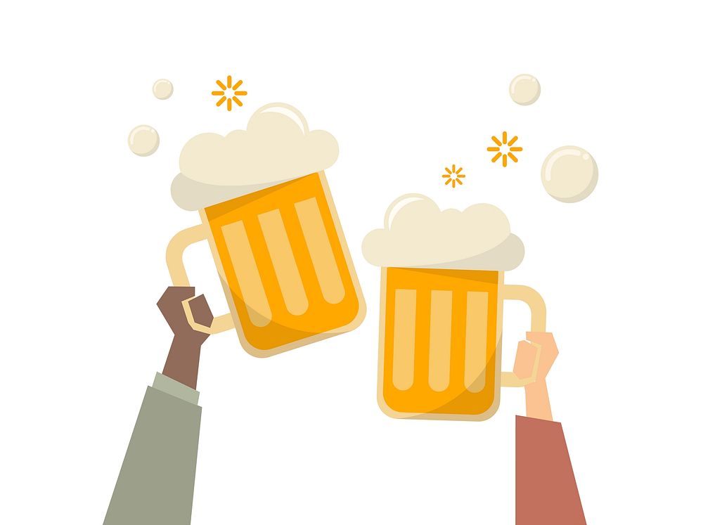 Illustration of people having beers
