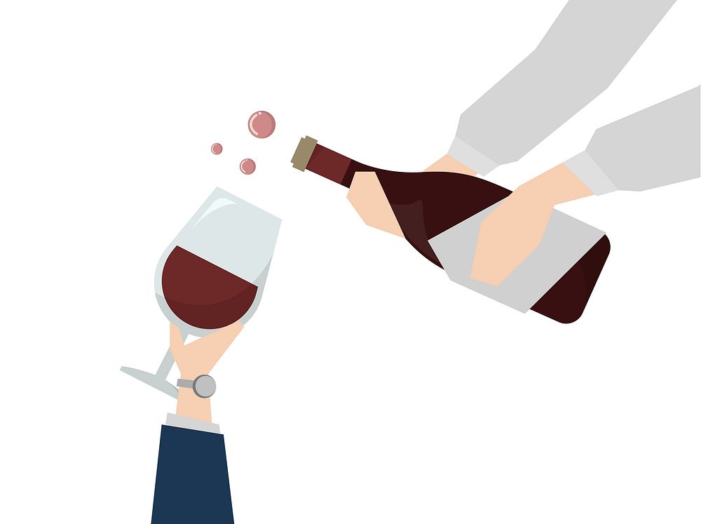 Illustration of wine being served