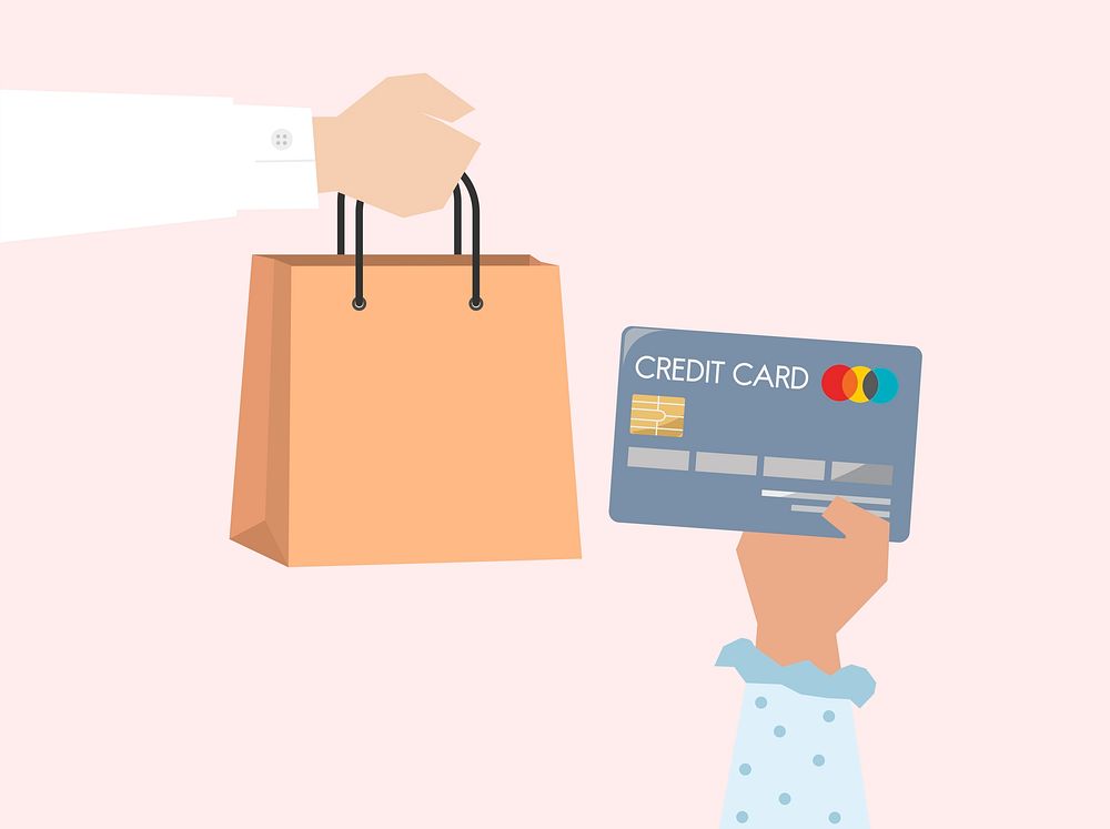 Illustration of online shopping with credit card