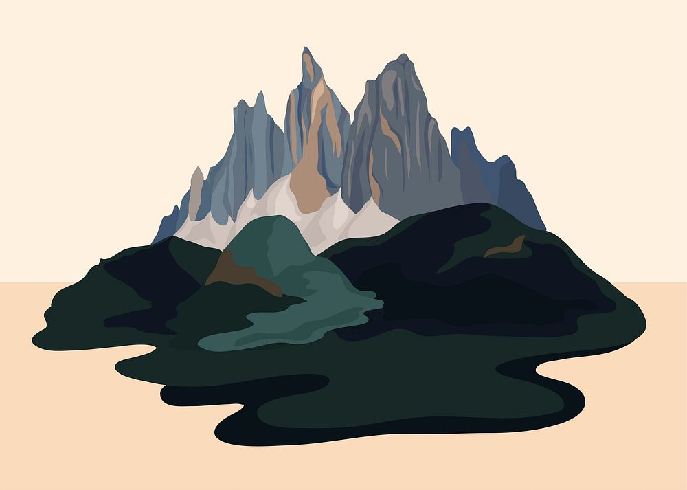 Painted mountain view landscape illustration