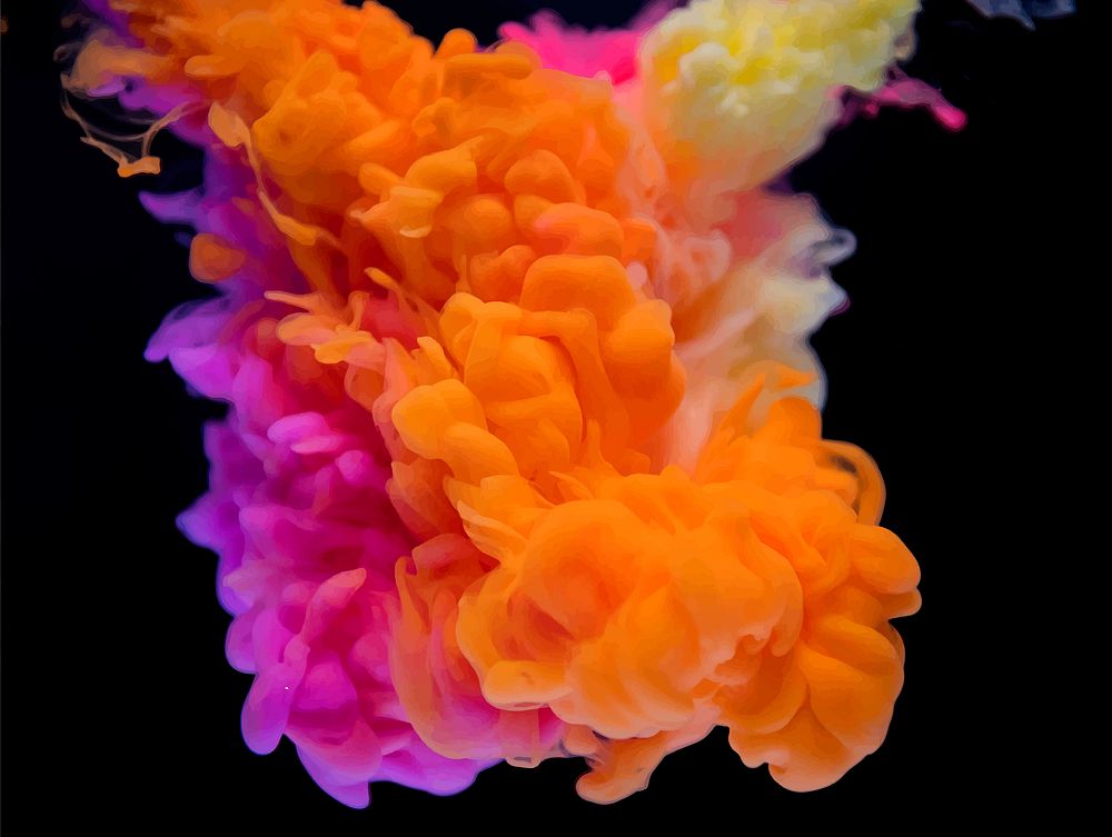 Abstract cloud of colorful paint in water