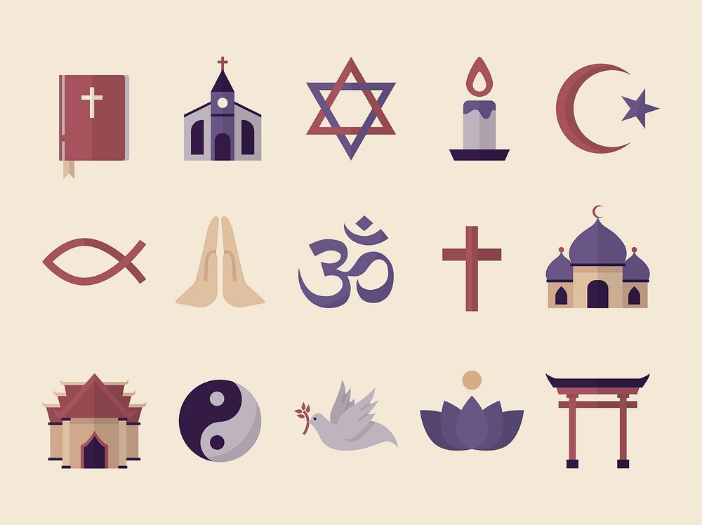 COllection of illustrated religious symbols