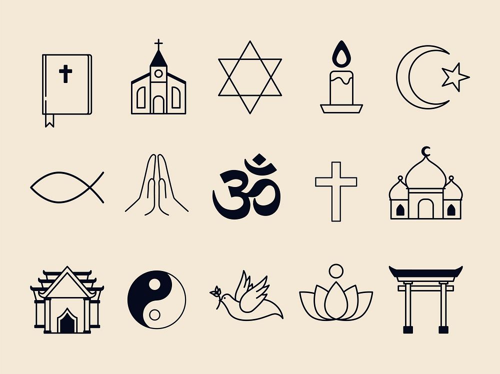 COllection of illustrated religious symbols