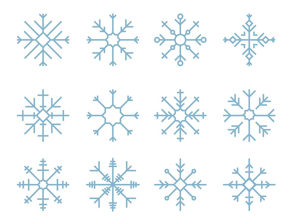 Illustration of cute snowflake icons