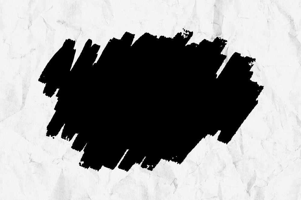 Brush graphic psd in black ink with crumpled texture background