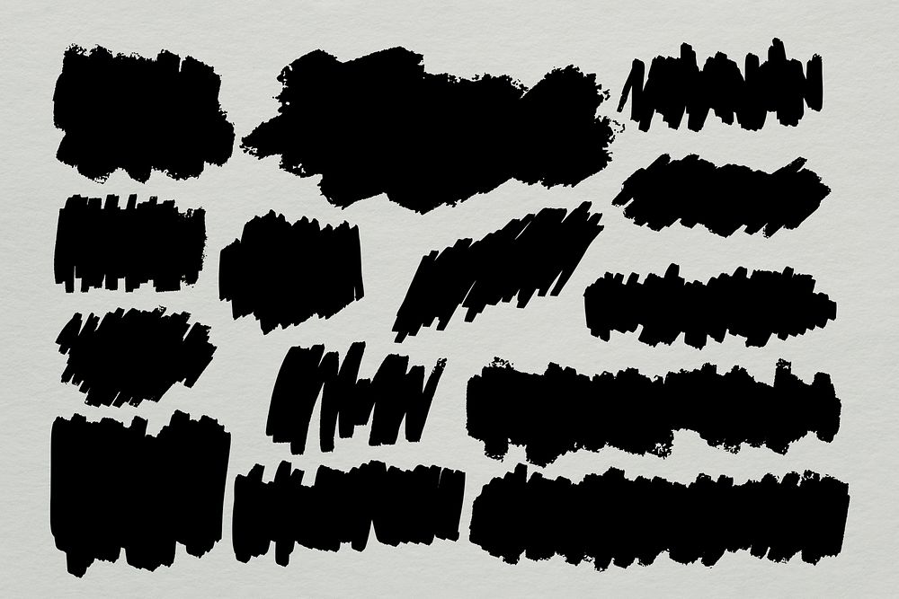 Black brush stroke graphic element set