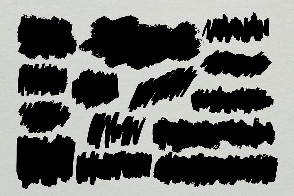 Scribbled brush black banners psd set