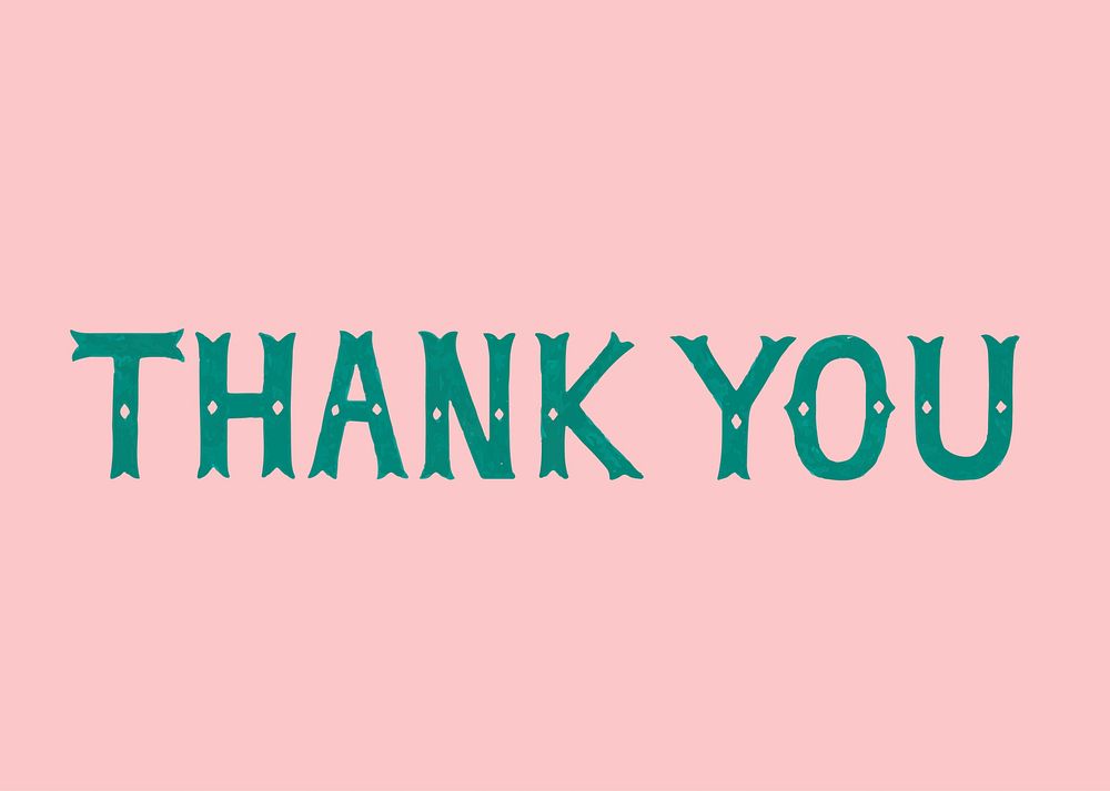 Handwritten style of Thank You typography