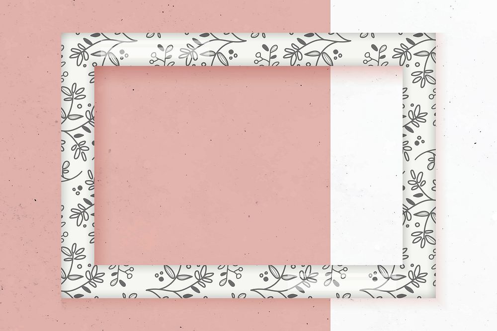 White floral rectangle frame vector
