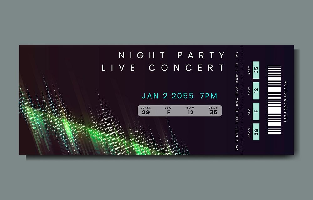 Night party live concert ticket vector