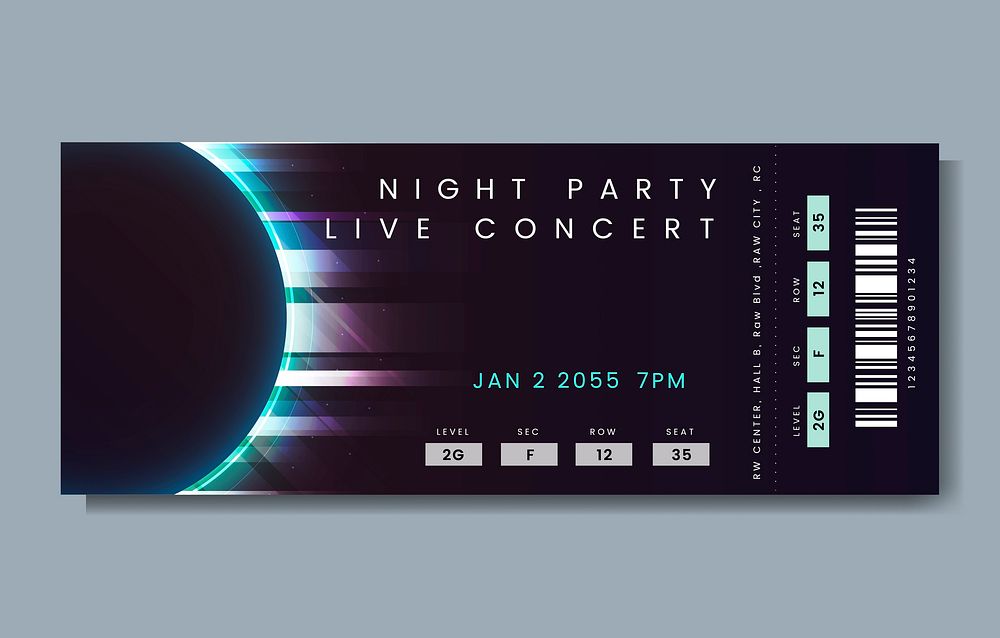 Night party live concert ticket vector