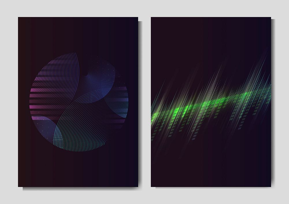Gradient neon light poster vector set