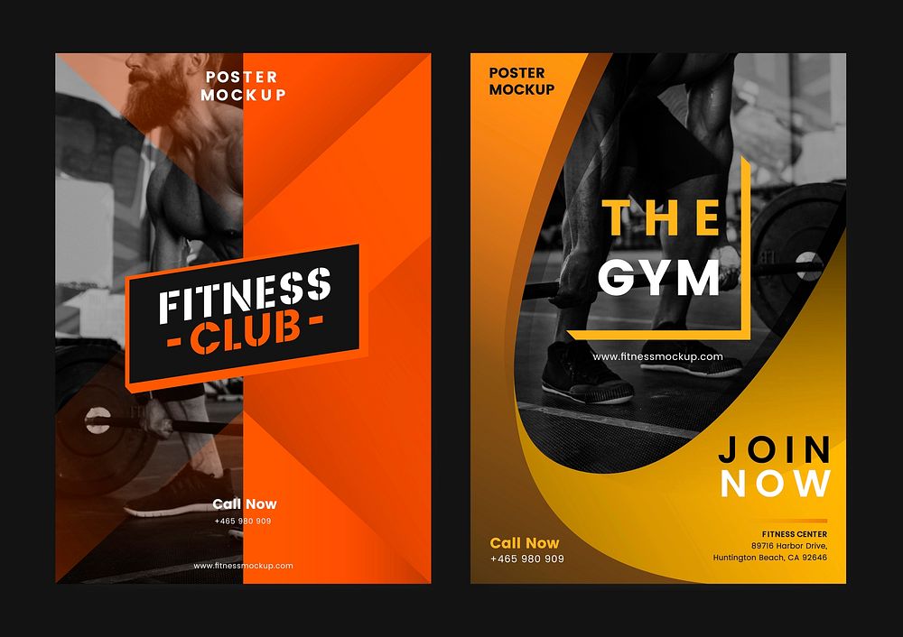 Set of fitness club posters vector