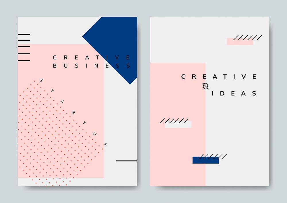 Set of minimal Memphis creative ideas poster vector