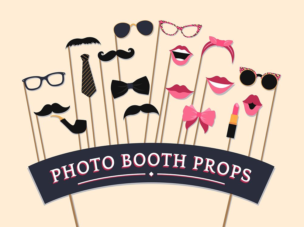 Woman accessories photo booth props vector