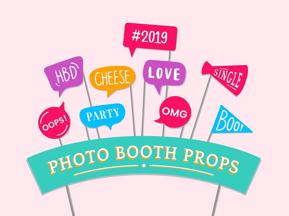 Word expressions set for party photo booth props vector