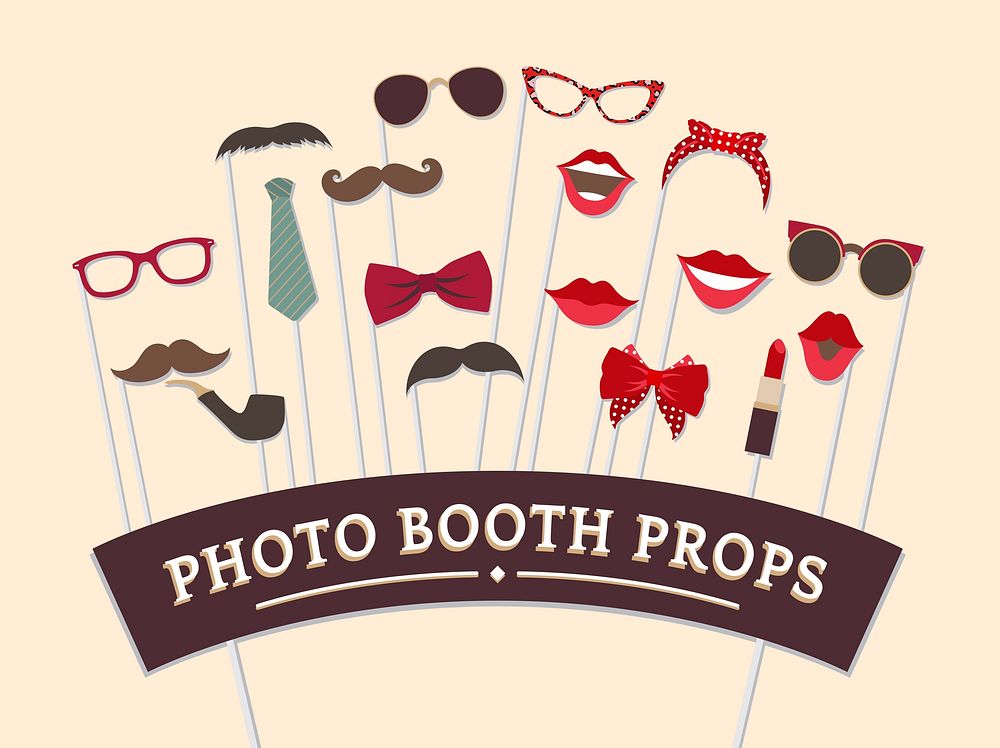 Woman accessories photo booth props vector