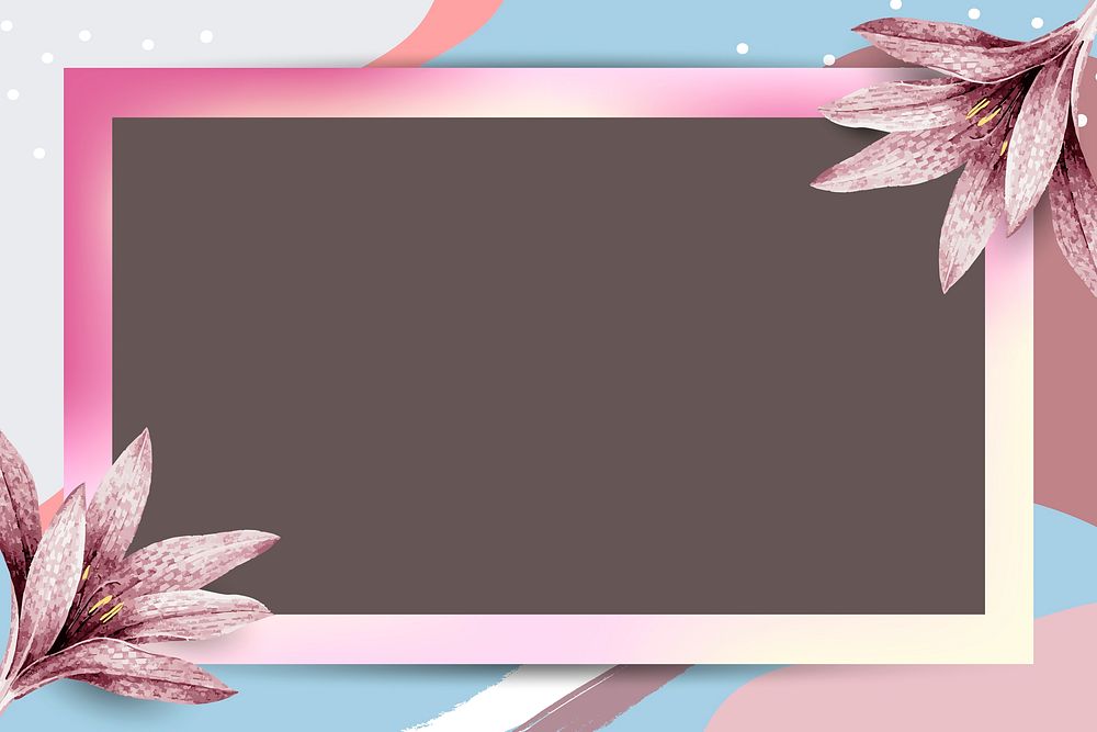 Colorful rectangle leafy Memphis frame vector