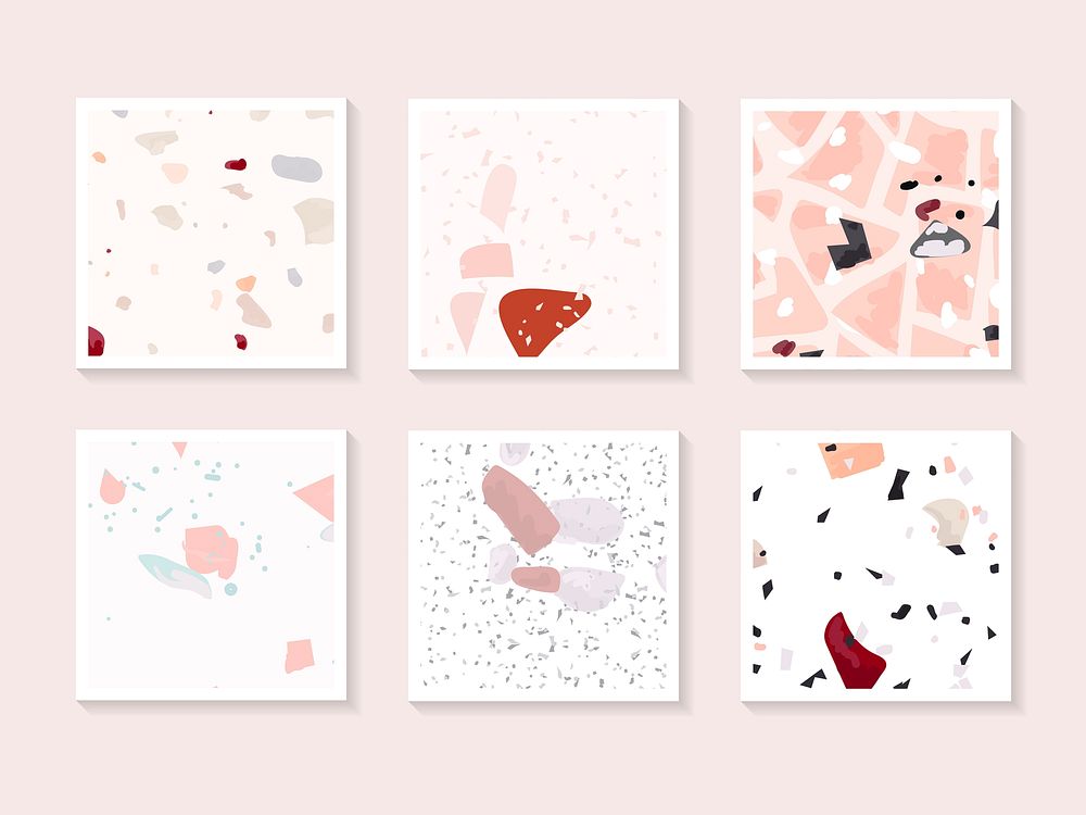Colorful Terrazzo seamless pattern cards vector set