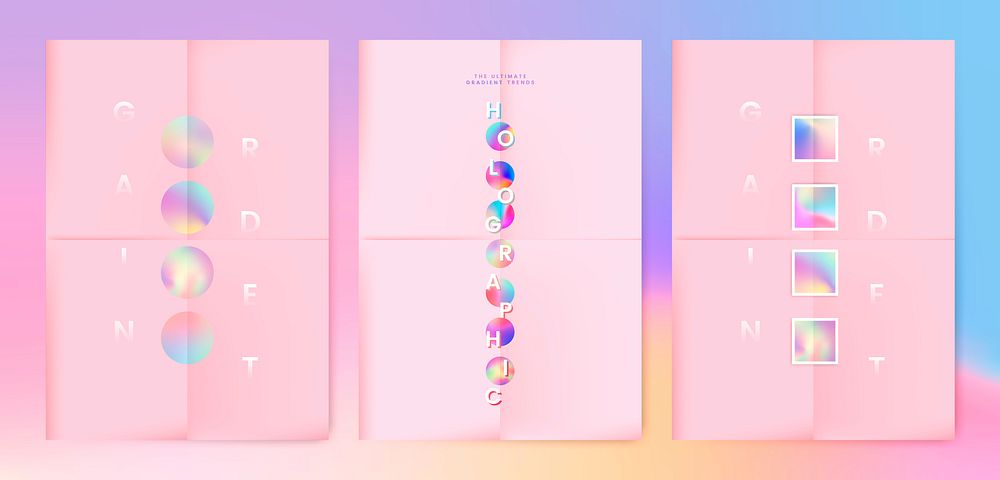 Colorful holographic gradient trend poster vector