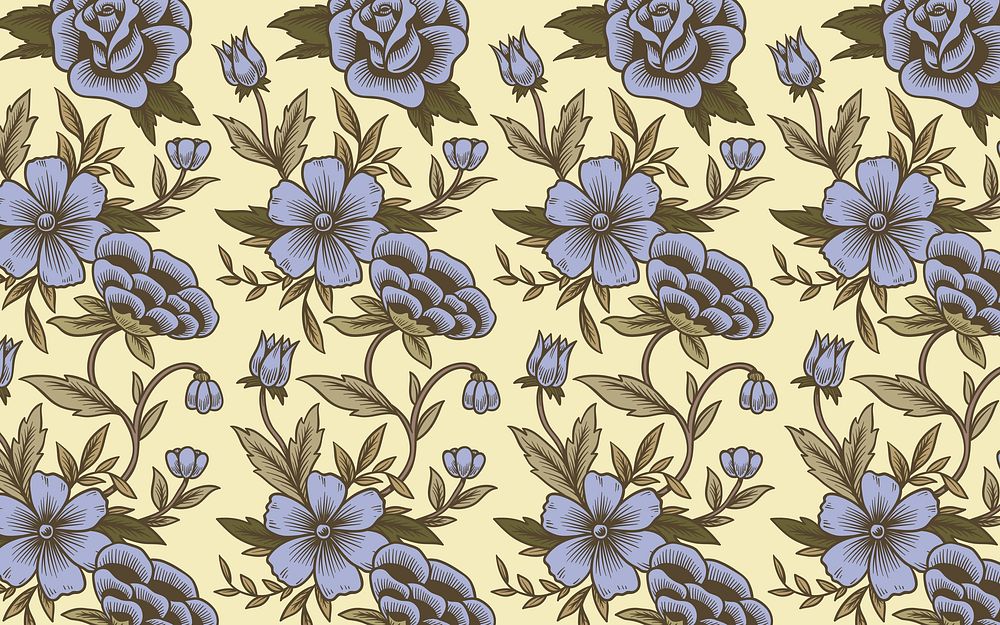 Vintage hand drawn floral patterned background