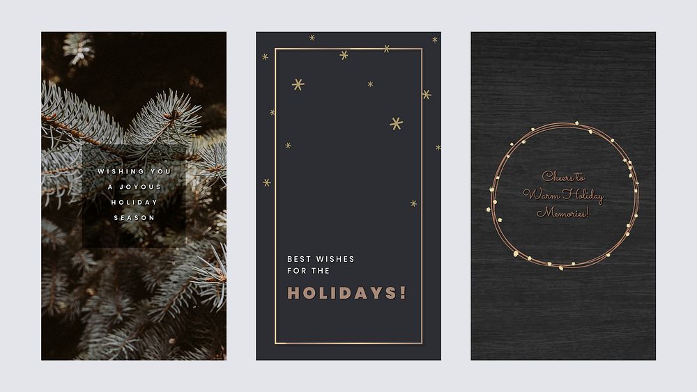 Christmas template vector social media story set