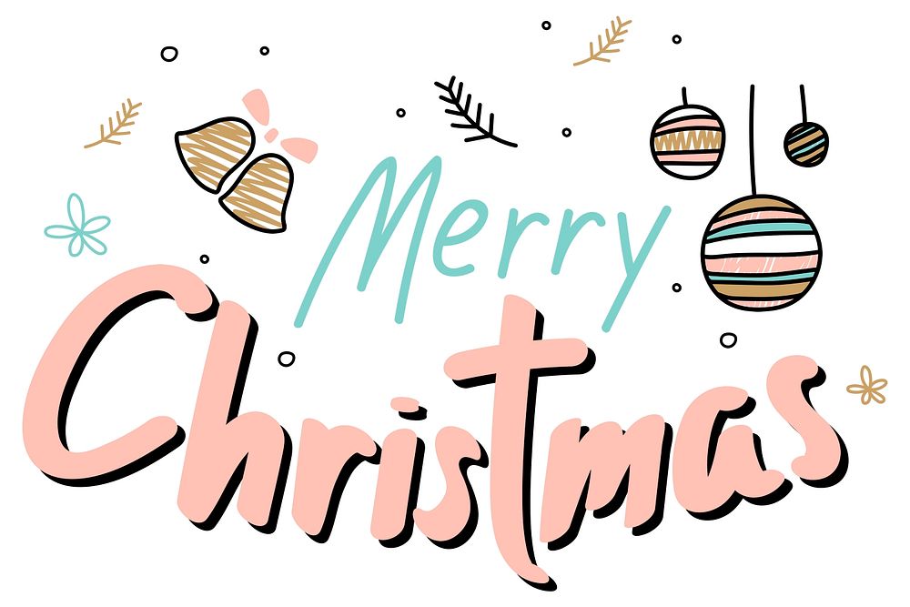 Cute Christmas wish typography psd doodle