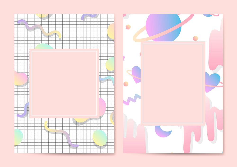 Girly pastel card mockup vector