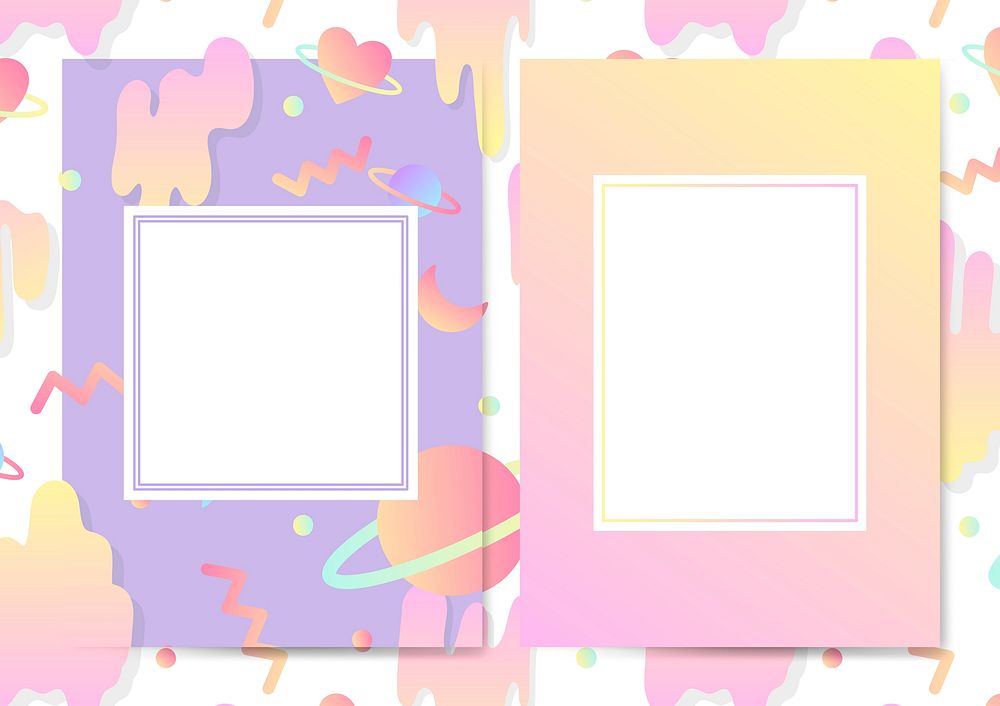 Girly pastel card mockup vector