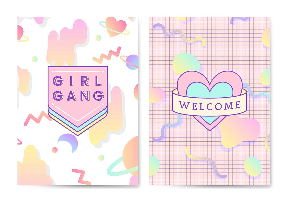 Two girly and cute poster vectors
