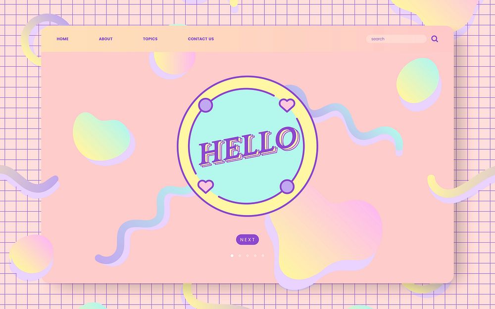 Girly pastel website design vector
