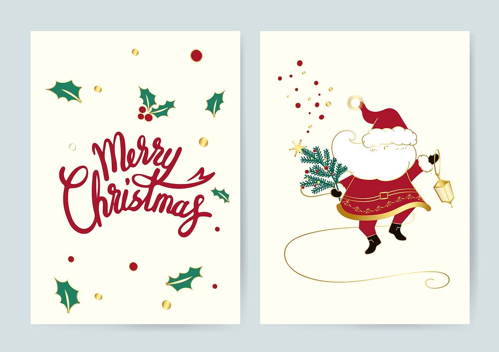 Santa and Merry Christmas cards vector