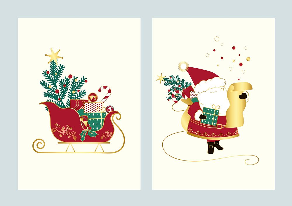 Santa and his sledge Christmas card vector