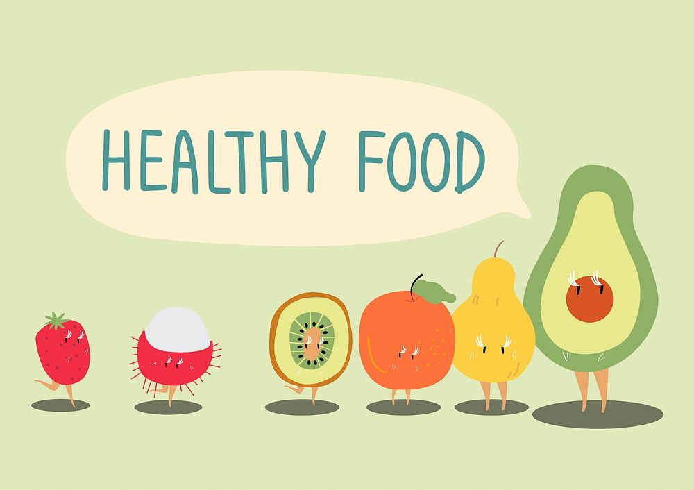 Healthy fruits cartoon character vector
