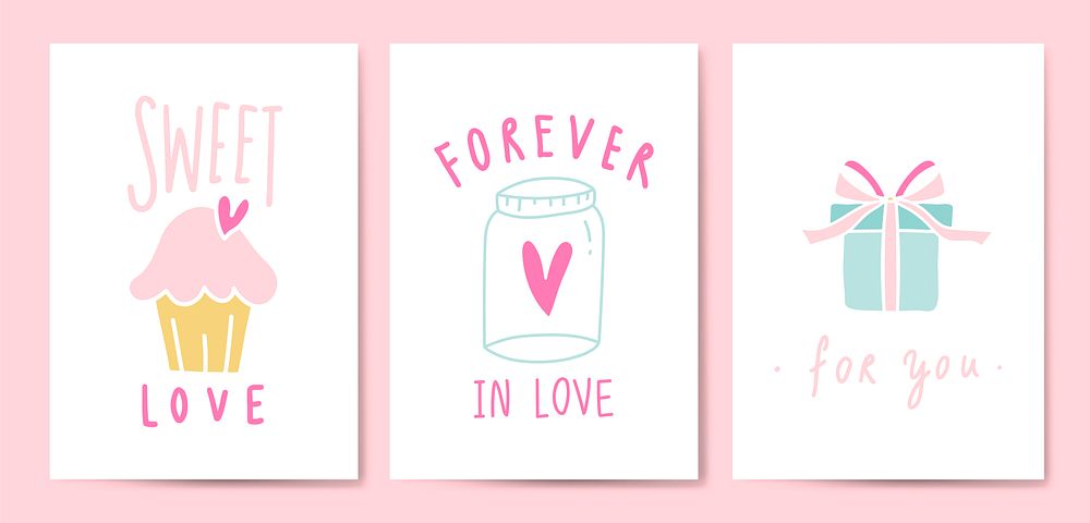 Love expressions postcard set vector