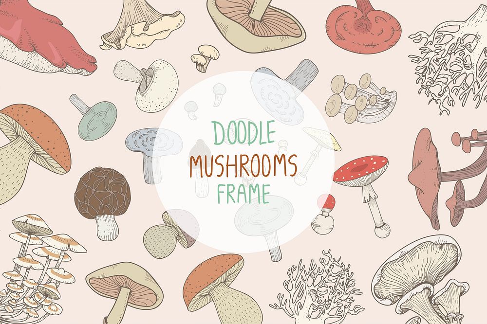 Colored doodle mushroom frames