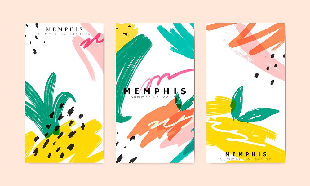 Memphis summer banner collection vector