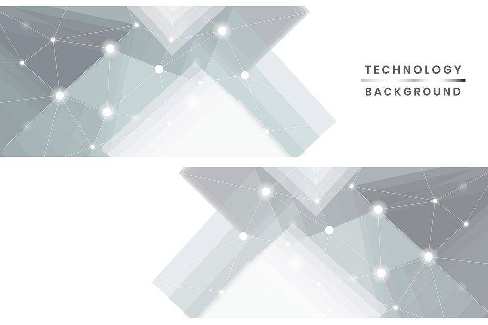 Gray and white technology banners vector collection