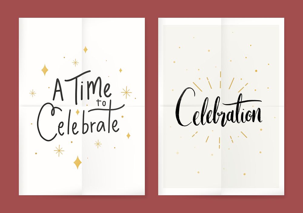 Celebration card set typography vector