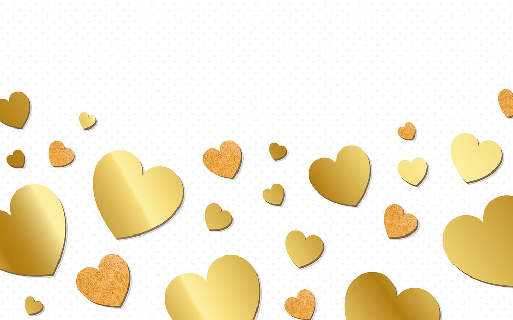 Golden hearts background design vector