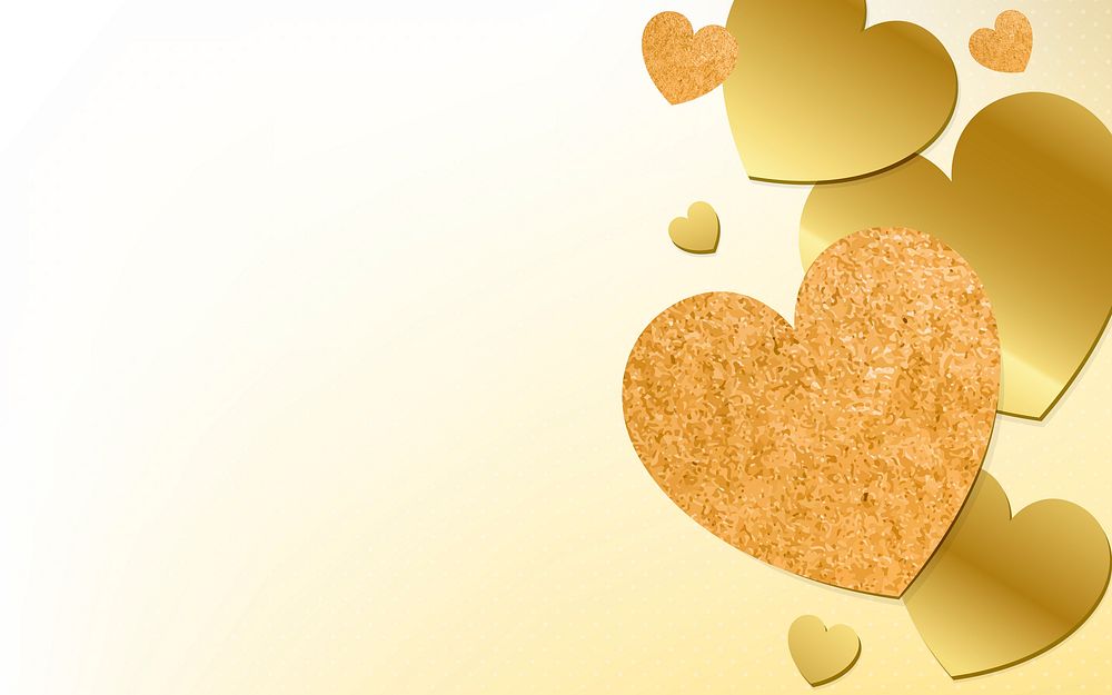Golden hearts background design vector