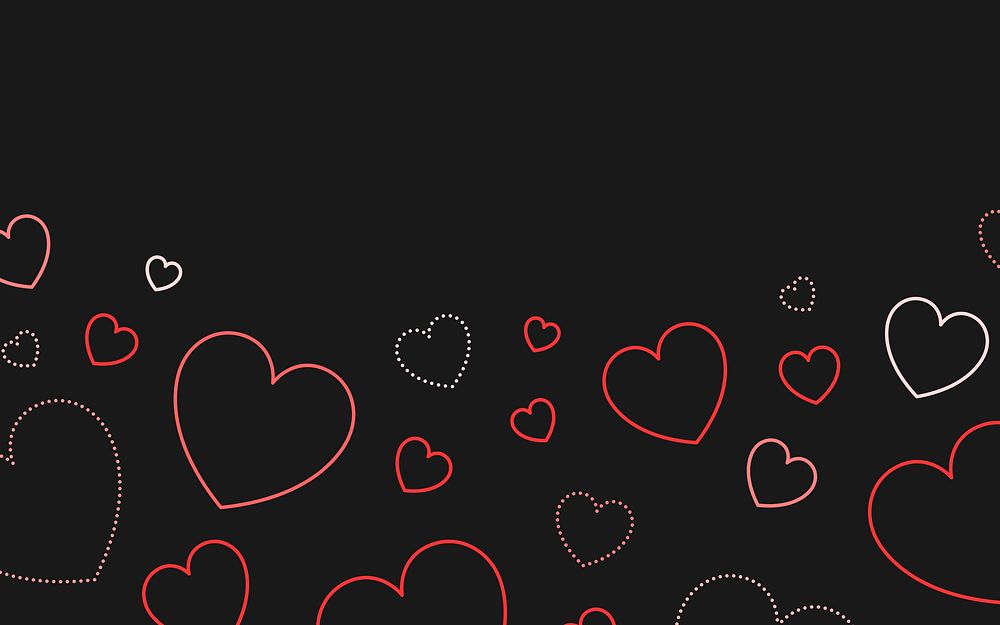 Red outlined hearts background vector