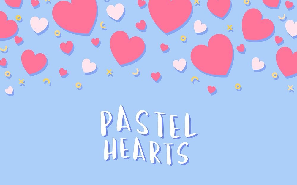 Pastel hearts background design vector