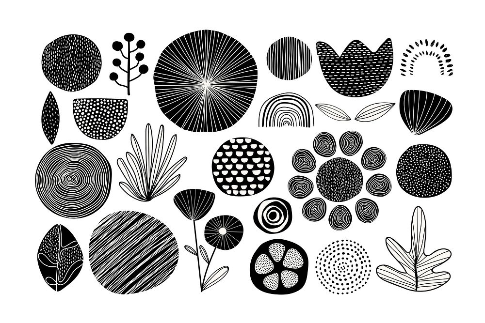 Hand drawn plant element doodles vector